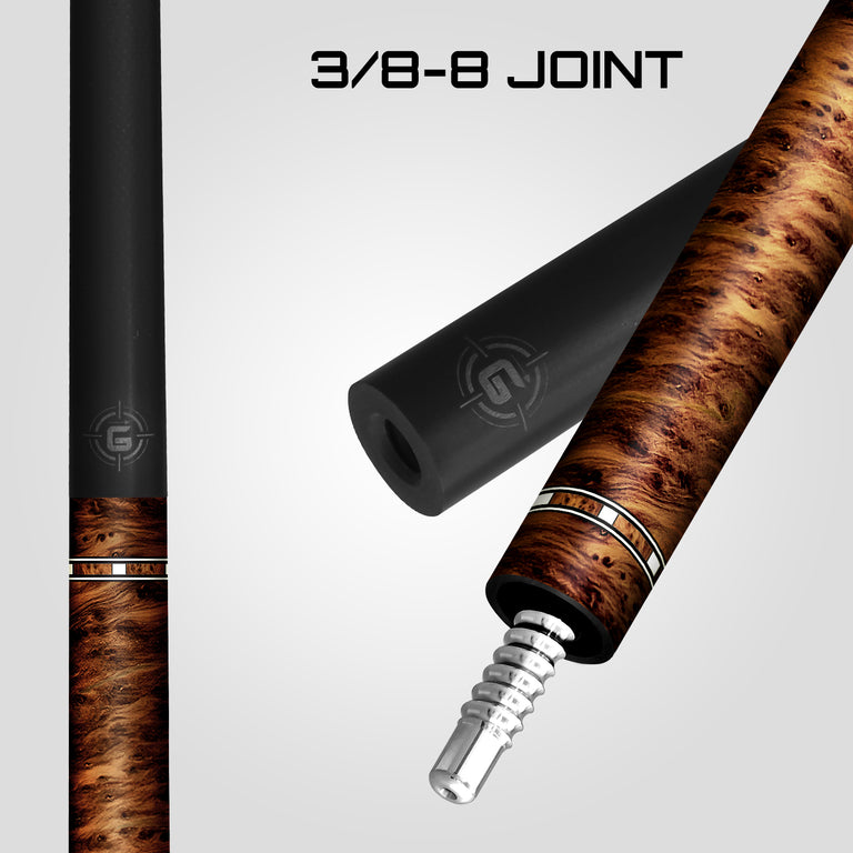 Rhino G-W Series Thuya Graphic Carbon Pool Cue with Embossed Leather Wrap - DIS