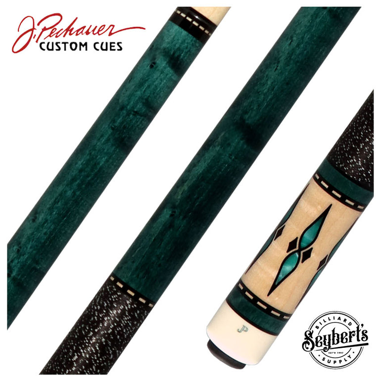 Pechauer JP T Series Teal-Stained Maple Pool Cue with Linen Wrap