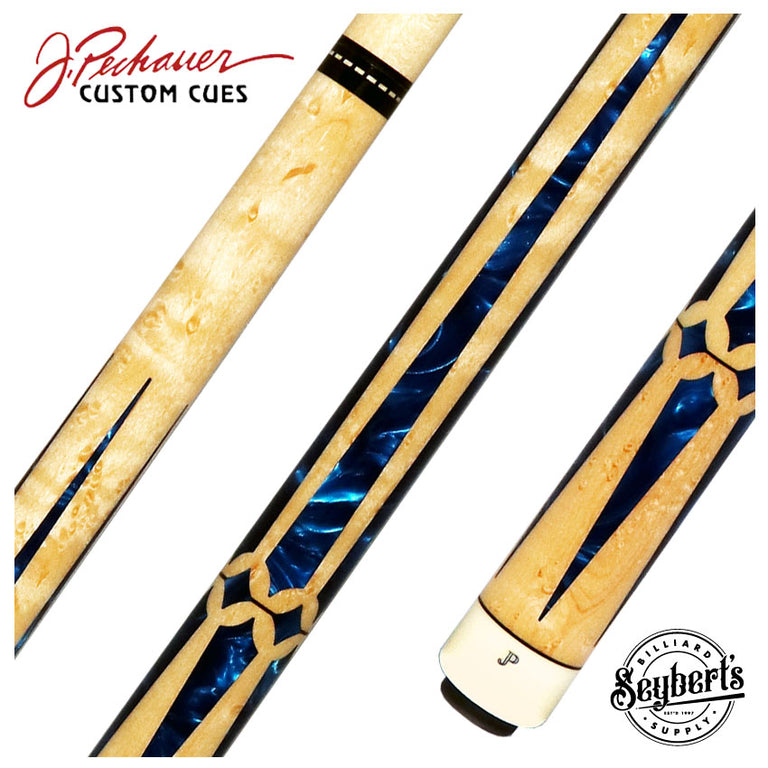 Pechauer JP T Series Figured Maple with Blue Pearl Inlays No Wrap Pool Cue