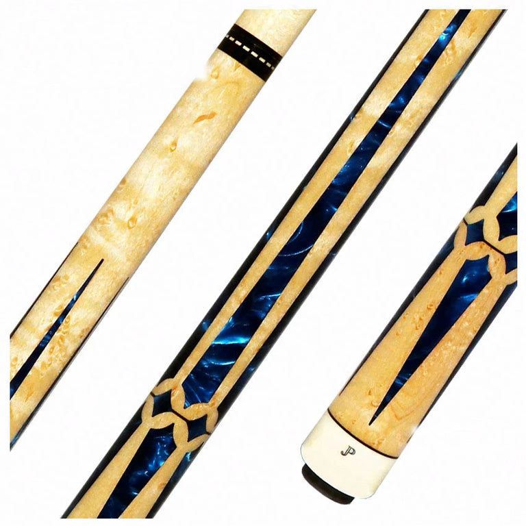 Pechauer JP Series JP15T Figured Maple with Blue Pearl Inlays No Wrap Pool Cue