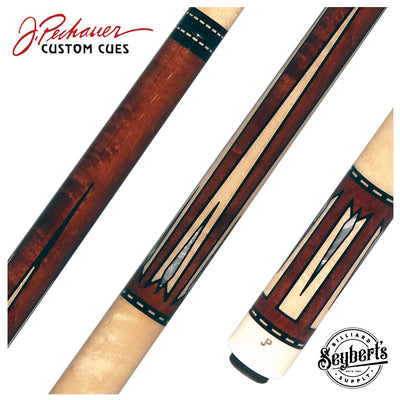 Pechauer JP T Series Chestnut-Stained Maple with Sim. Ebony Framed Maple Points No Wrap Pool Cue