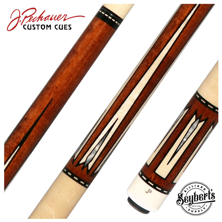Pechauer JP T Series Chestnut-Stained Maple with Sim. Ebony Framed Maple Points No Wrap Pool Cue