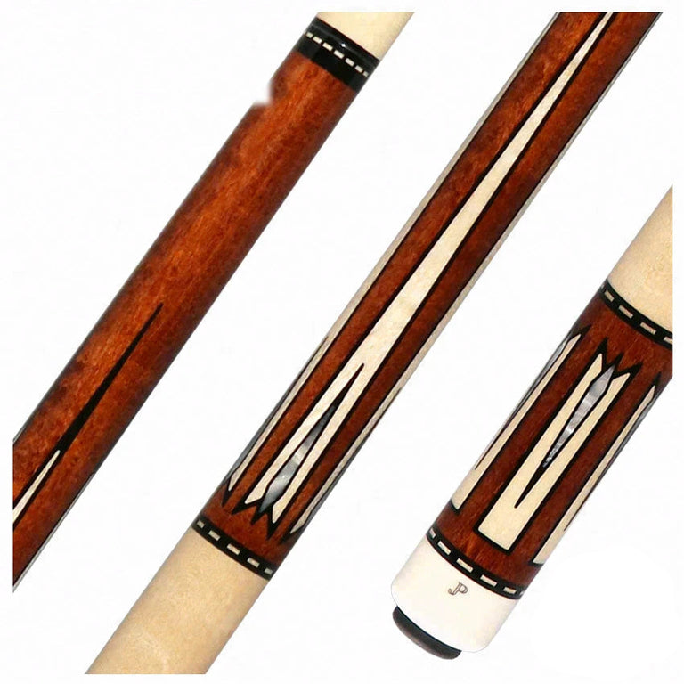 Pechauer JP Series JP16T Chestnut-Stained Maple with Sim. Ebony Framed Maple Points No Wrap Pool Cue