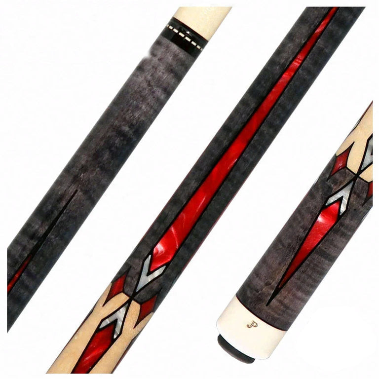 Pechauer JP Series JP18T Smoke-Stained Maple with Sim Ebony Framed Red Pearl Points No Wrap Pool Cue