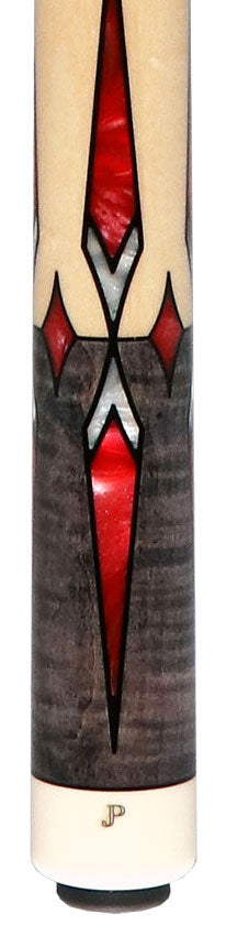 Pechauer JP Series JP18T Smoke-Stained Maple with Sim Ebony Framed Red Pearl Points No Wrap Pool Cue