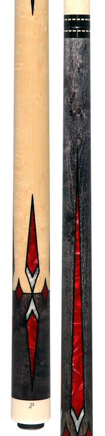 Pechauer JP T Series Smoke-Stained Maple with Sim Ebony Framed Red Pearl Points No Wrap Pool Cue