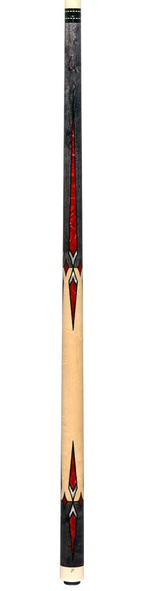 Pechauer JP T Series Smoke-Stained Maple with Sim Ebony Framed Red Pearl Points No Wrap Pool Cue