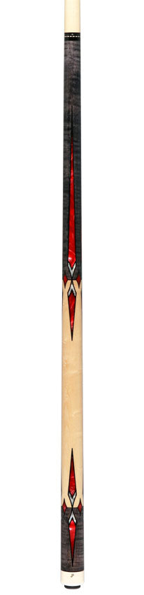 Pechauer JP Series JP18T Smoke-Stained Maple with Sim Ebony Framed Red Pearl Points No Wrap Pool Cue
