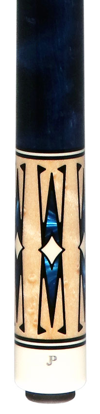 Pechauer JP T Series No-Stained Maple with Sim. Ebony Framed Blue Pearl Points No Wrap Pool Cue