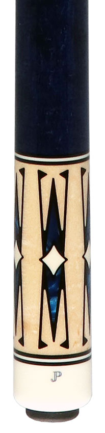 Pechauer JP T Series No-Stained Maple with Sim. Ebony Framed Blue Pearl Points No Wrap Pool Cue