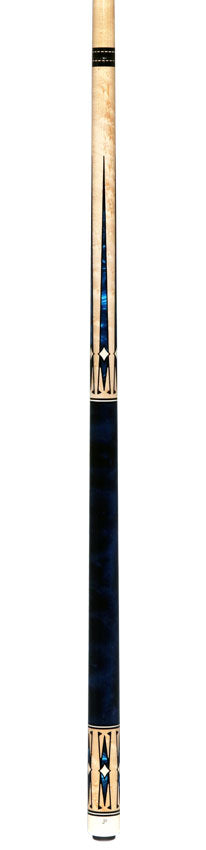 Pechauer JP T Series No-Stained Maple with Sim. Ebony Framed Blue Pearl Points No Wrap Pool Cue