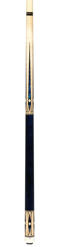 Pechauer JP T Series No-Stained Maple with Sim. Ebony Framed Blue Pearl Points No Wrap Pool Cue