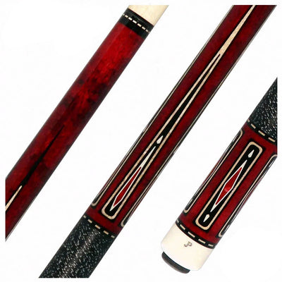 Pechauer JP Series JP21T Wine-Stained Maple with Sim. Ebony Points and Red Pearl Inlays Pool Cue with Irish Linen Wrap