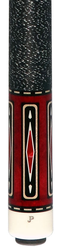 Pechauer JP T Series Wine-Stained Maple with Sim. Ebony Points and Red Pearl Inlays Pool Cue with Irish Linen Wrap