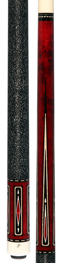 Pechauer JP T Series Wine-Stained Maple with Sim. Ebony Points and Red Pearl Inlays Pool Cue with Irish Linen Wrap