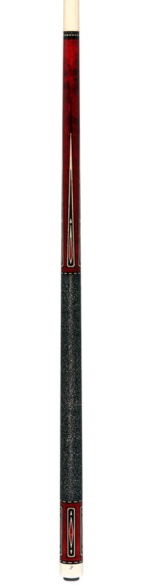 Pechauer JP T Series Wine-Stained Maple with Sim. Ebony Points and Red Pearl Inlays Pool Cue with Irish Linen Wrap