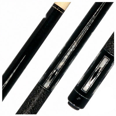 Pechauer JP Series JP22T Ebony-Stained Maple with Sim. Ebony and Pearl Framed Points Pool Cue with Linen Wrap