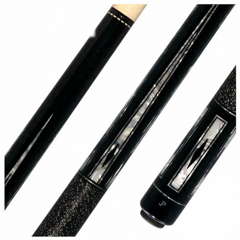Pechauer JP Series JP22T Ebony-Stained Maple with Sim. Ebony and Pearl Framed Points Pool Cue with Linen Wrap