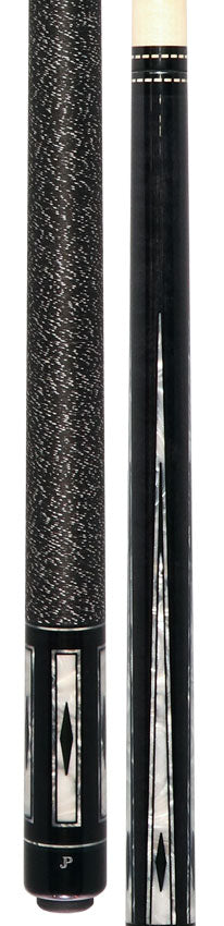 Pechauer JP T Series Ebony-Stained Maple with Sim. Ebony and Pearl Framed Points Pool Cue with Linen Wrap