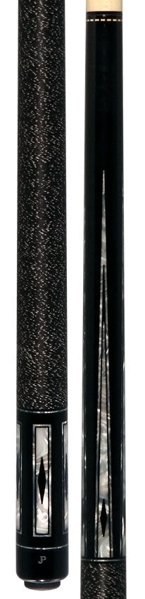 Pechauer JP T Series Ebony-Stained Maple with Sim. Ebony and Pearl Framed Points Pool Cue with Linen Wrap