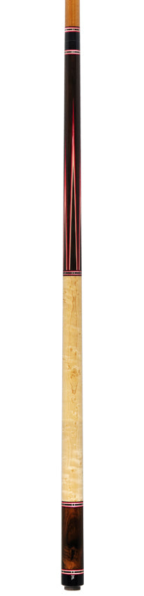 Jim Pierce Custom Cues -  Zircote Forearm with 6 Zircote Points and Birdseye Maple Wrap Section  - 1 Maple - 1 Keilwood  Shaft