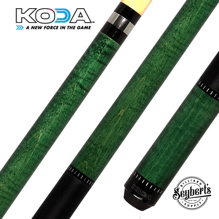 KODA KD34 Pool Cue - Green Stained Maple with Linen Wrap