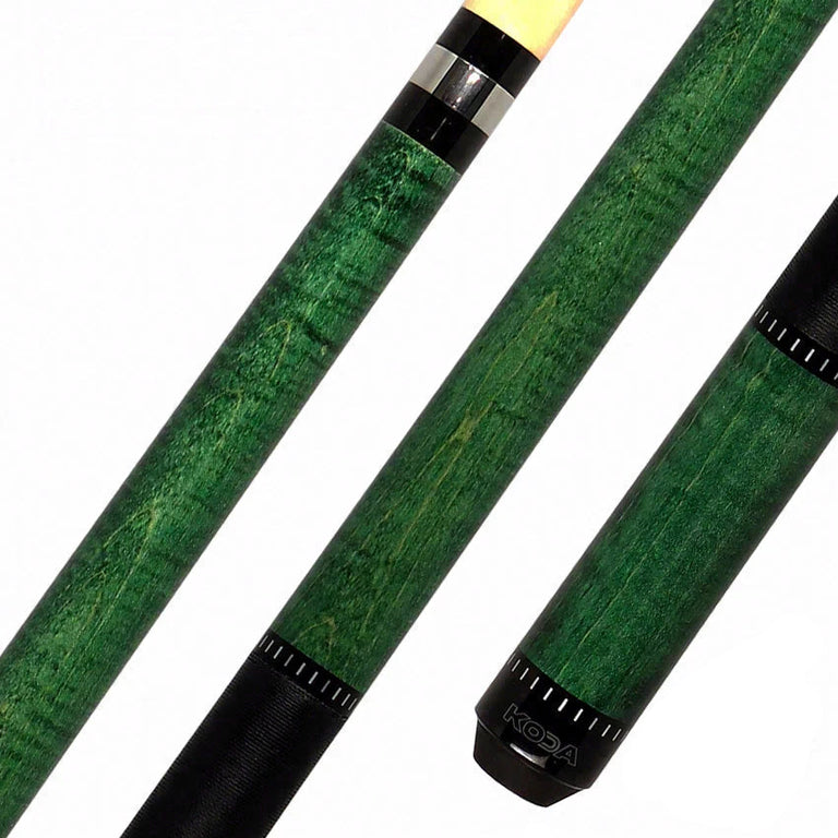 KODA Green-Stained Maple Pool Cue with Linen Wrap