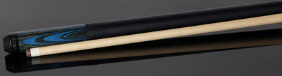 KODA Sky Blue and Gray Laminate Pool Cue with Linen Wrap