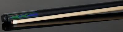 KODA Violet Blue and Green Laminate Pool Cue with Linen Wrap