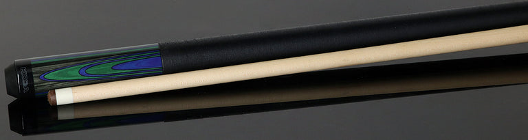 KODA Violet Blue and Green Laminate Pool Cue with Linen Wrap