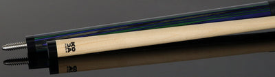KODA Violet Blue and Green Laminate Pool Cue with Linen Wrap