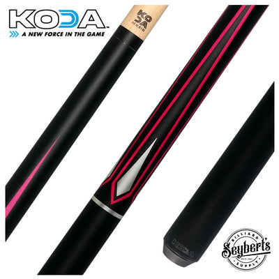 KODA Matte Black with Pink and Silver Graphic Pool Cue - KD47PK