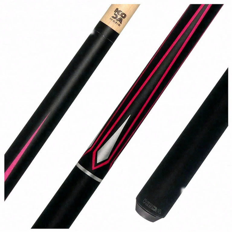 KODA Matte Black with Pink and Silver Graphic Pool Cue - KD47PK