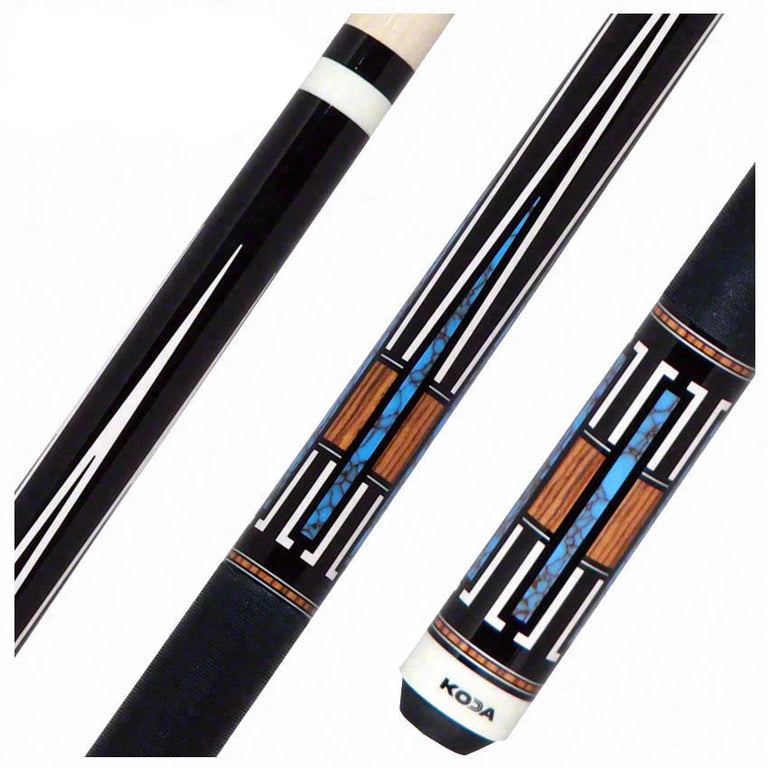 KODA Black with Cocobolo and Blue Recon Graphic Pool Cue - KD51