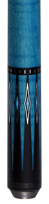 KODA Black-Painted Maple with Blue Graphic Points and Inlays No Wrap Pool Cue - KD55BL