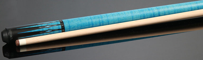 KODA Black-Painted Maple with Blue Graphic Points and Inlays No Wrap Pool Cue - KD55BL