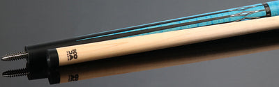 KODA Black-Painted Maple with Blue Graphic Points and Inlays No Wrap Pool Cue - KD55BL