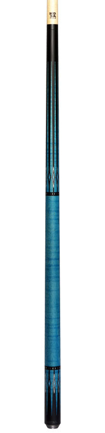 KODA Black-Painted Maple with Blue Graphic Points and Inlays No Wrap Pool Cue - KD55BL