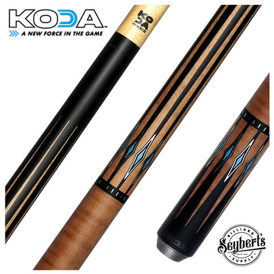 KODA Black-Painted Maple with Brown Graphic Points and Inlays No Wrap Pool Cue - KD55BN