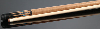 KODA Black-Painted Maple with Brown Graphic Points and Inlays No Wrap Pool Cue - KD55BN