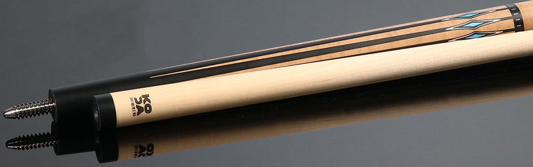 KODA Black-Painted Maple with Brown Graphic Points and Inlays No Wrap Pool Cue - KD55BN