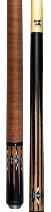 KODA Black-Painted Maple with Brown Graphic Points and Inlays No Wrap Pool Cue - KD55BN