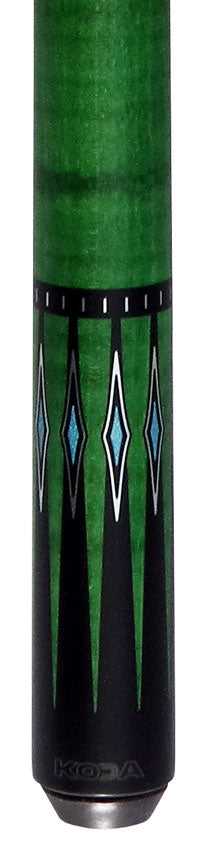 KODA Black-Painted Maple with Green Graphic Points and Inlays No Wrap Pool Cue - KD55GN