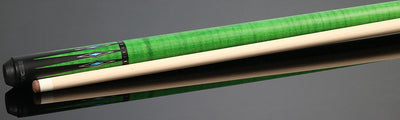 KODA Black-Painted Maple with Green Graphic Points and Inlays No Wrap Pool Cue - KD55GN