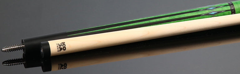 KODA Black-Painted Maple with Green Graphic Points and Inlays No Wrap Pool Cue - KD55GN