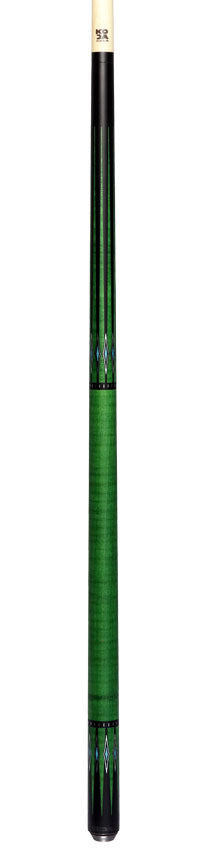 KODA Black-Painted Maple with Green Graphic Points and Inlays No Wrap Pool Cue - KD55GN