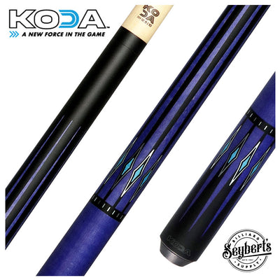 KODA Black-Painted Maple with Purple Graphic Points and Inlays No Wrap Pool Cue - KD55PL
