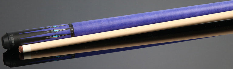 KODA Black-Painted Maple with Purple Graphic Points and Inlays No Wrap Pool Cue - KD55PL