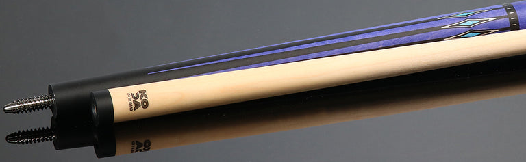 KODA Black-Painted Maple with Purple Graphic Points and Inlays No Wrap Pool Cue - KD55PL