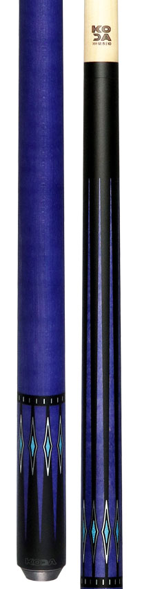 KODA Black-Painted Maple with Purple Graphic Points and Inlays No Wrap Pool Cue - KD55PL